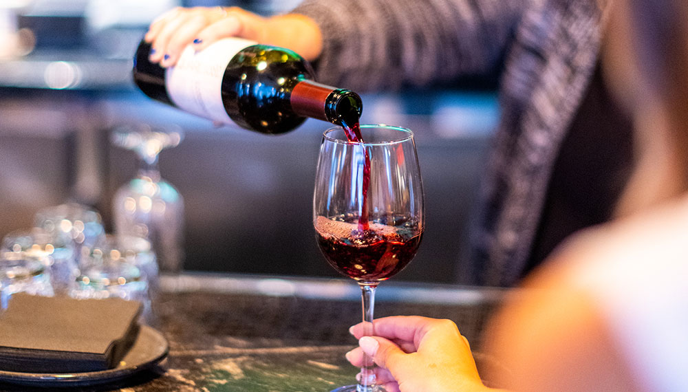 wine pouring in glass