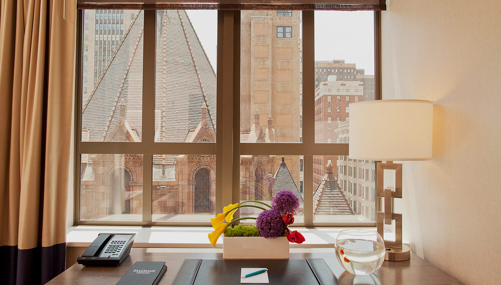 Kimpton Hotel Palomar Philly guestroom desk with window view