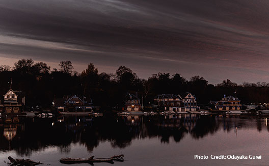 Lineup of houses on the river