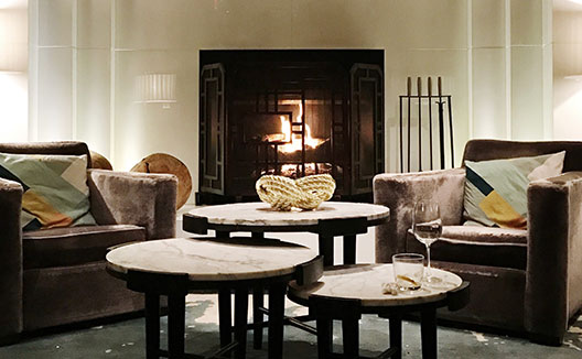 Palomar Philly Lobby Fireplace with Chairs