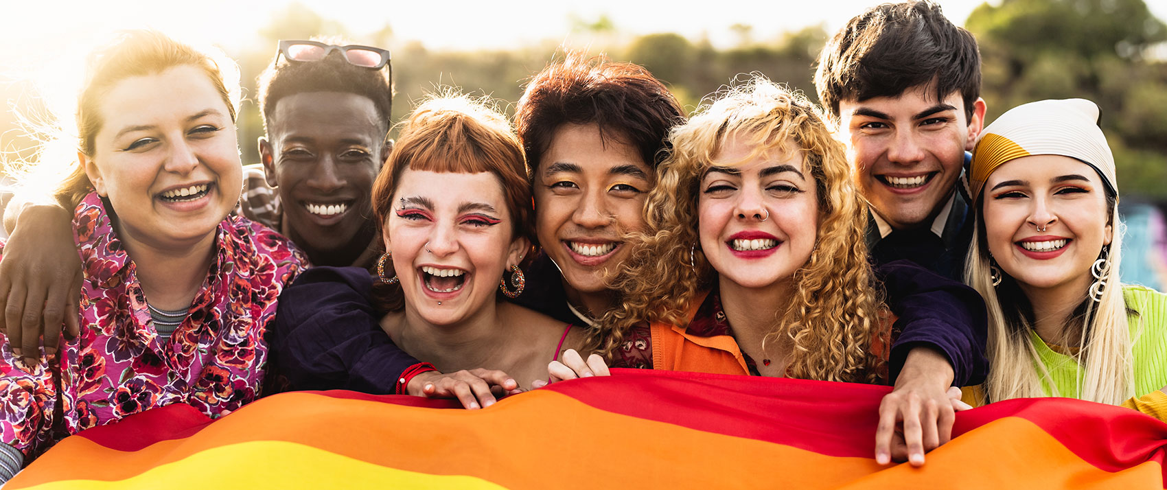 diverse group celebrating pride festival